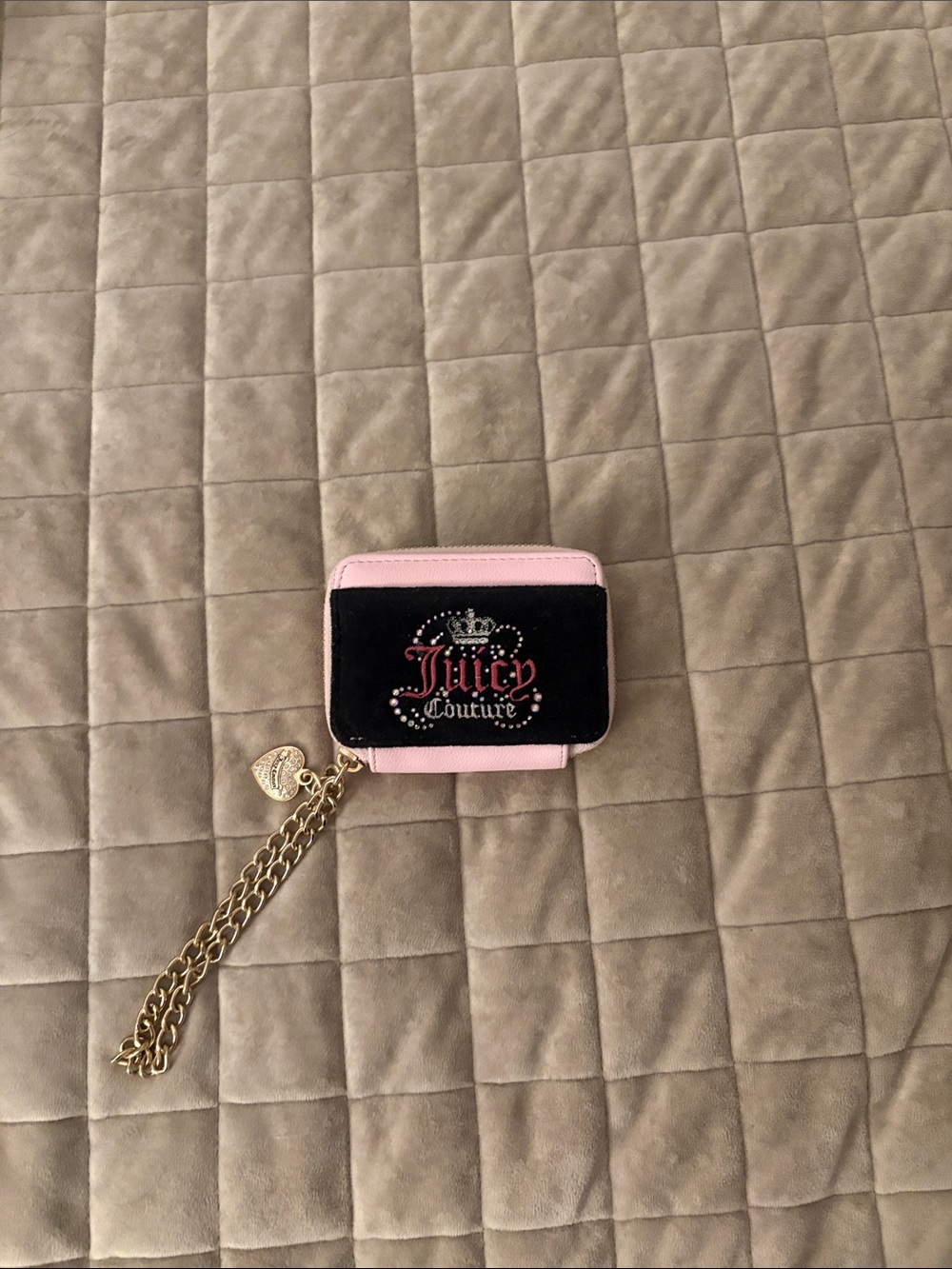 Juicy Couture Pink and Black Chain Wristlet Card Case